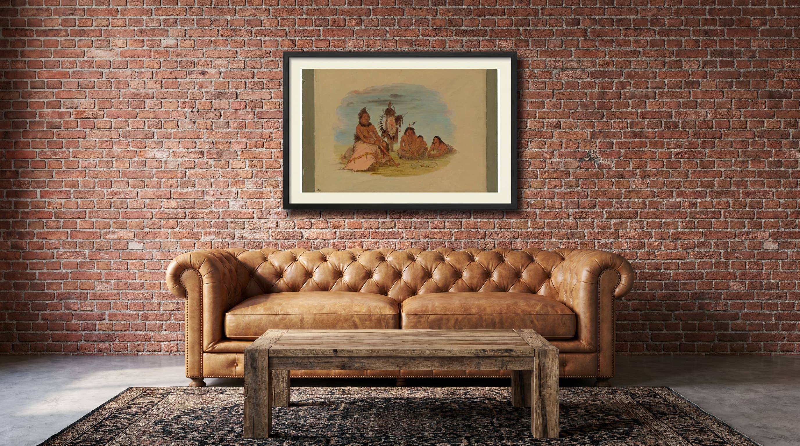 An Aged Minatarree Chief And His Family in Industrial Loft