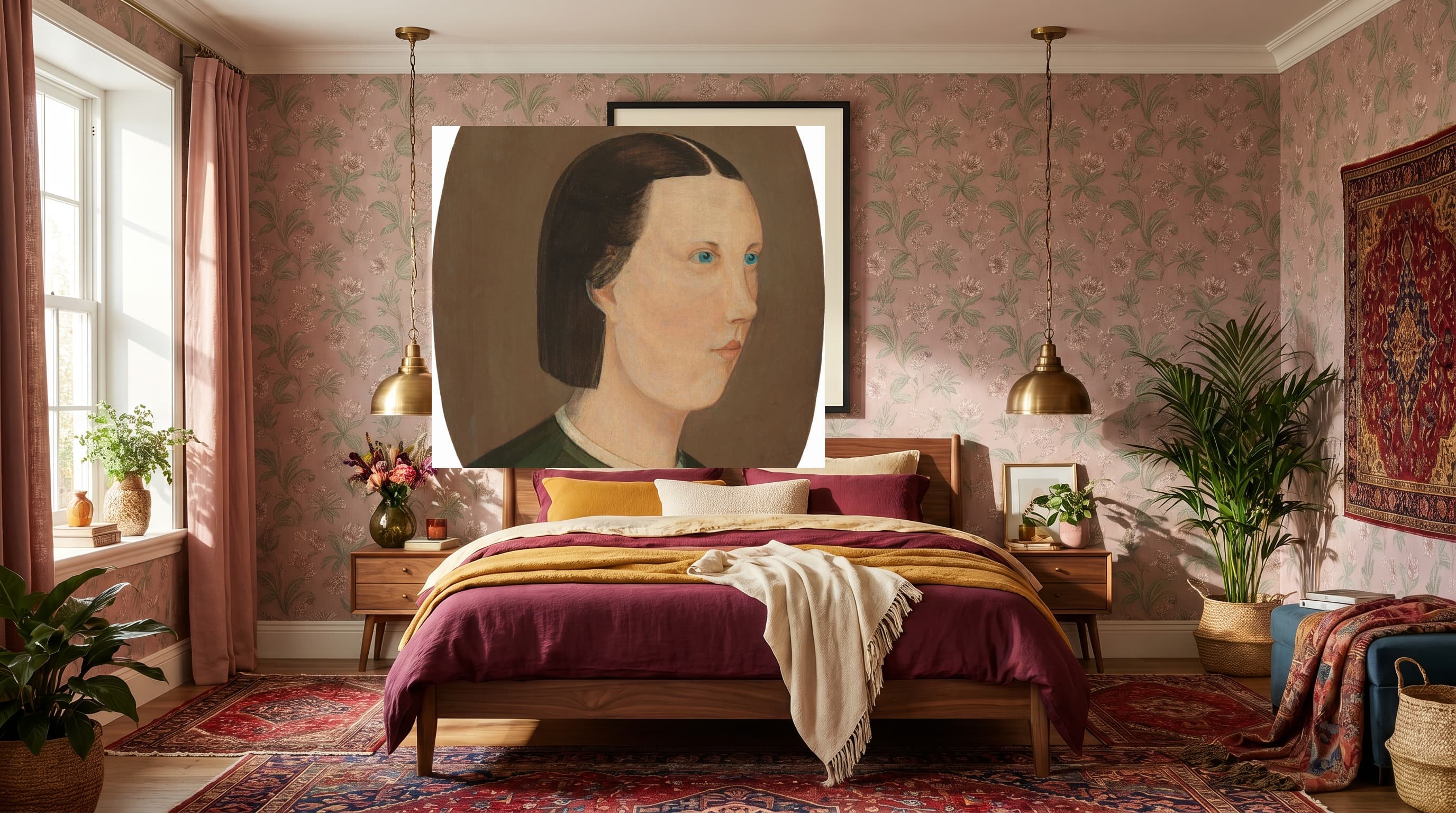 Blue Eyes in Maximalist Bedroom