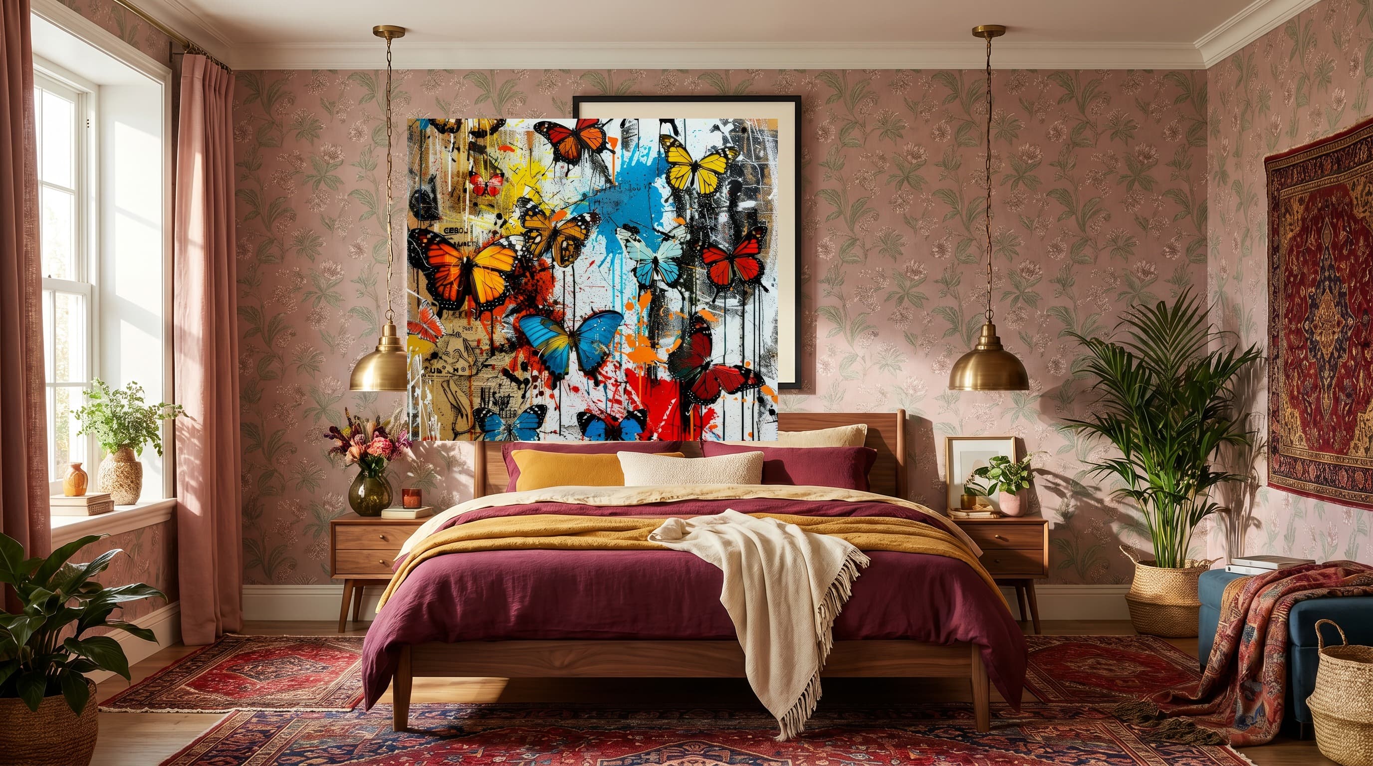 Butterfly Burst in Maximalist Bedroom