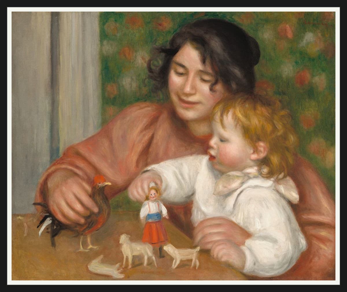 Child With Toys - Gabrielle And The Artist'S Son, Jean - Black Frame