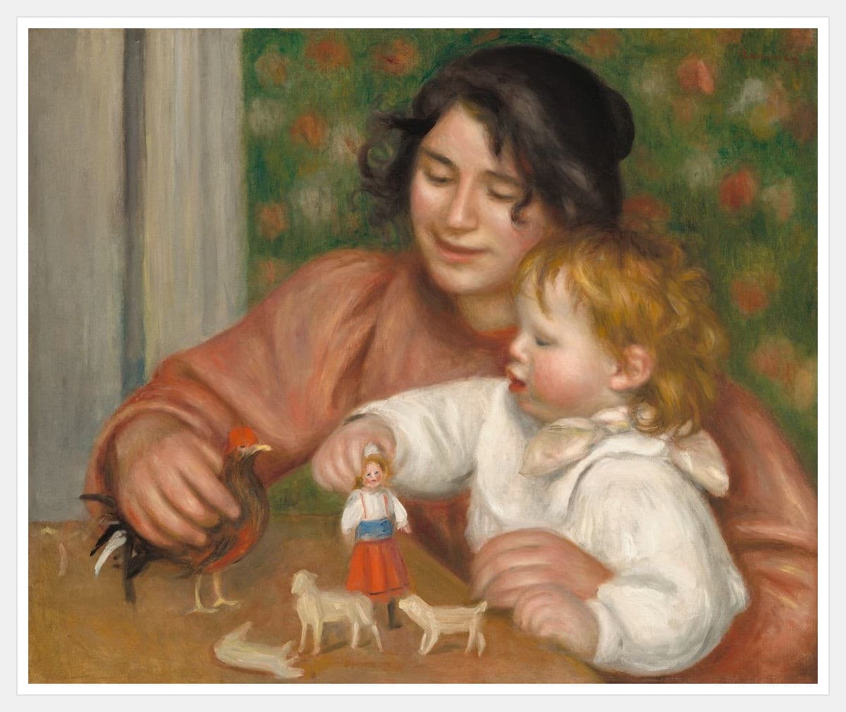 Child With Toys - Gabrielle And The Artist'S Son, Jean - White Frame