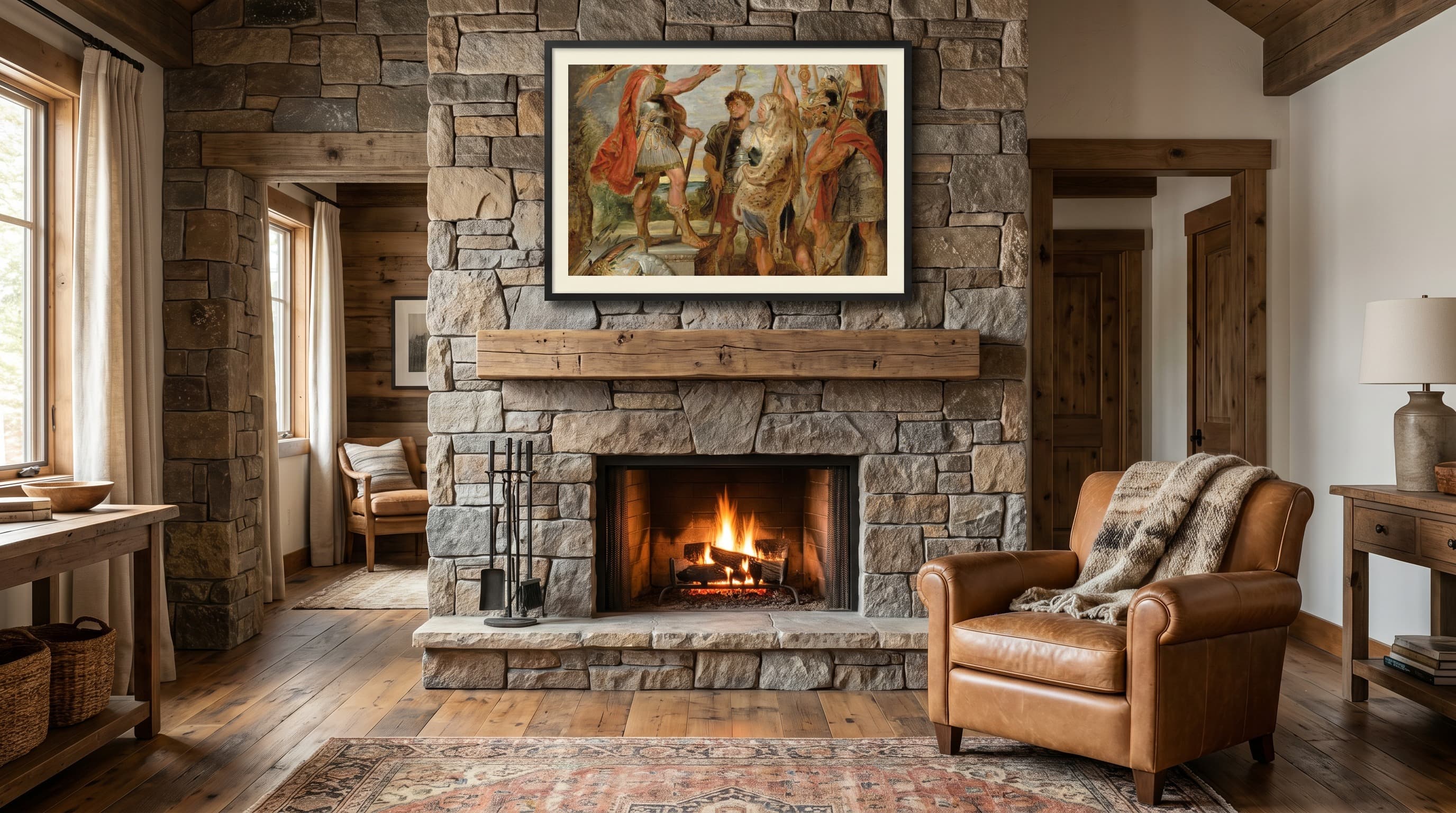 Decius Mus Addressing The Legions in Cabin Fireplace