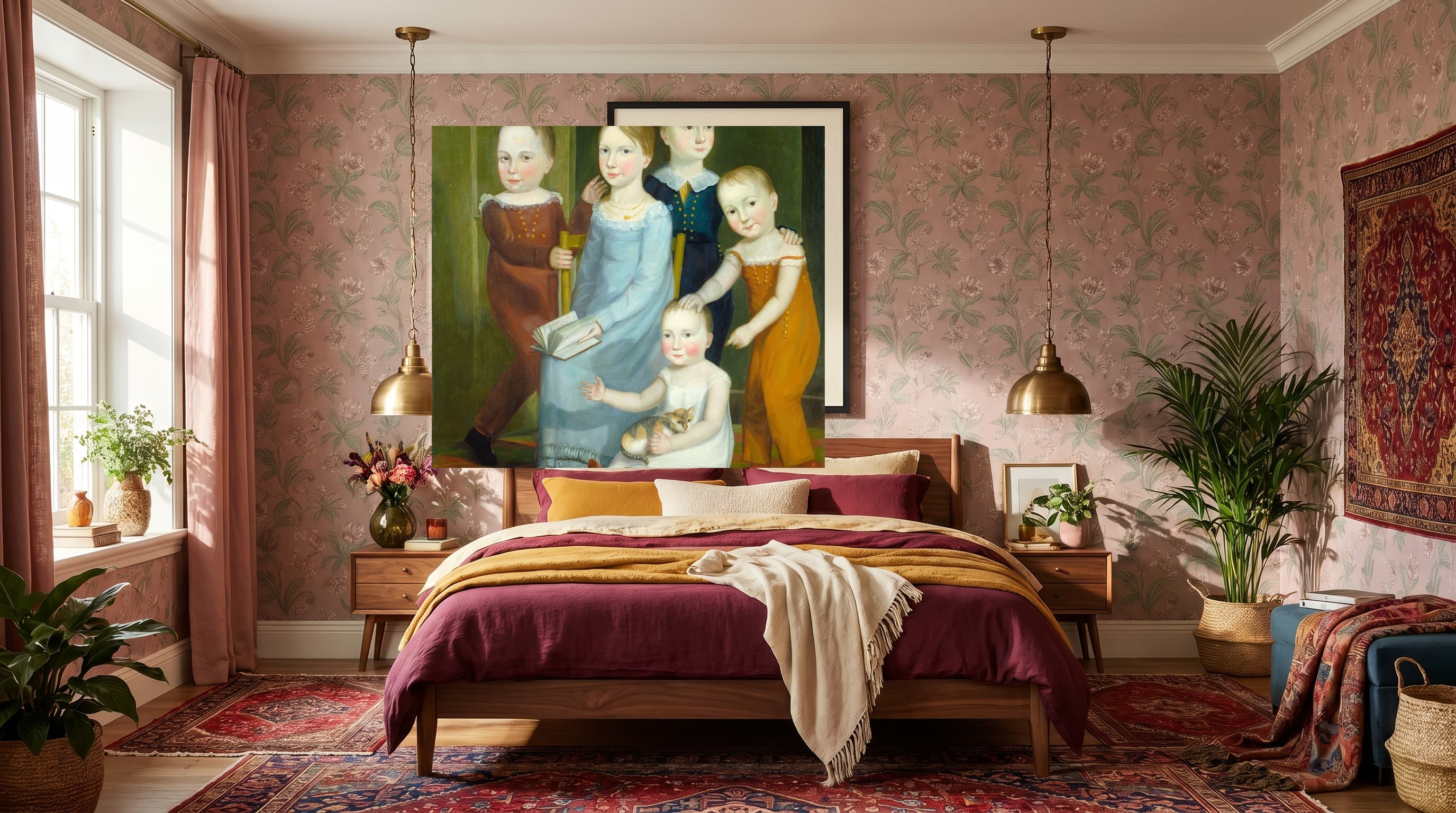 Five Children Of The Budd Family in Maximalist Bedroom
