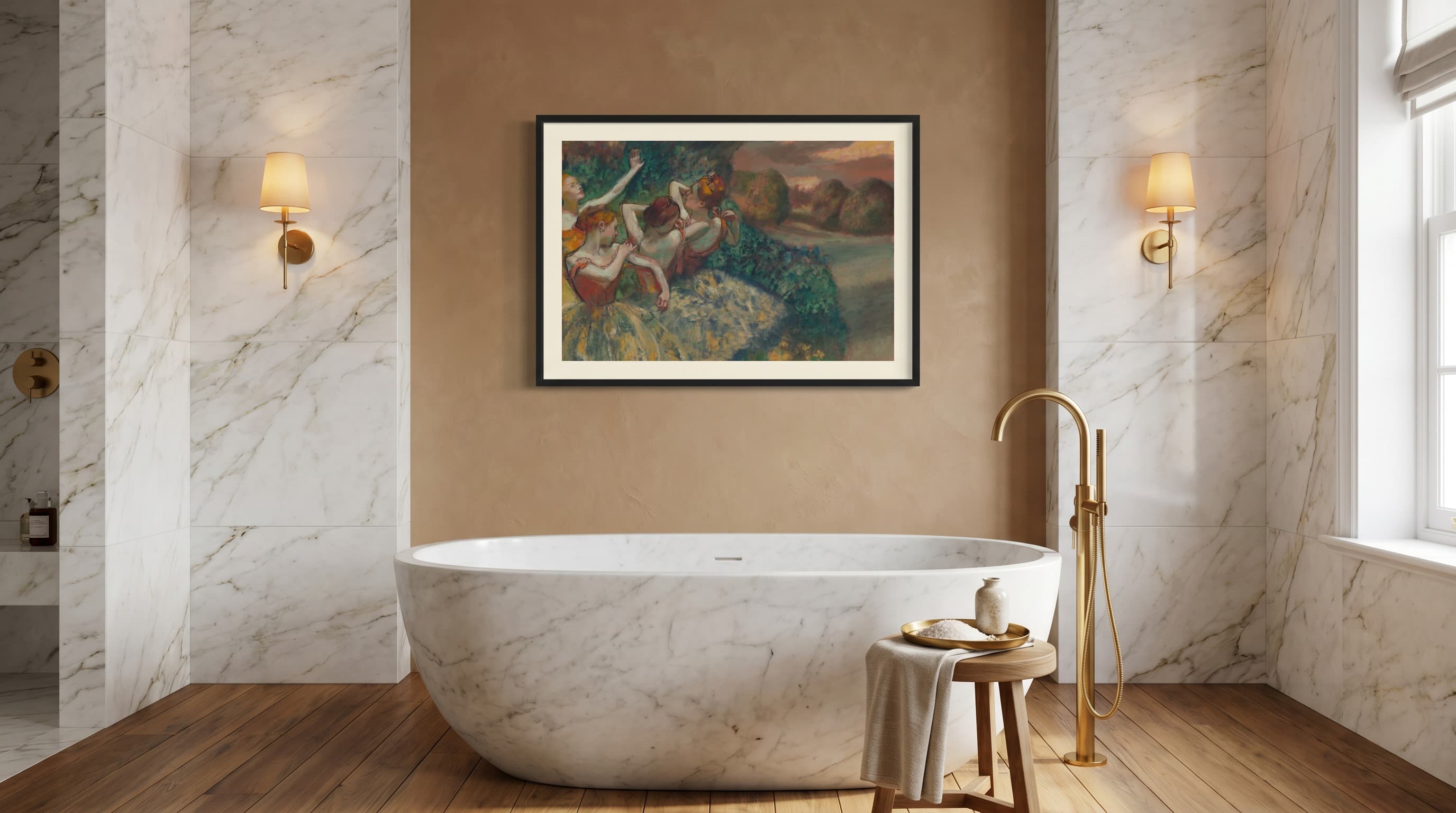 Four Dancers in Luxe Bathroom