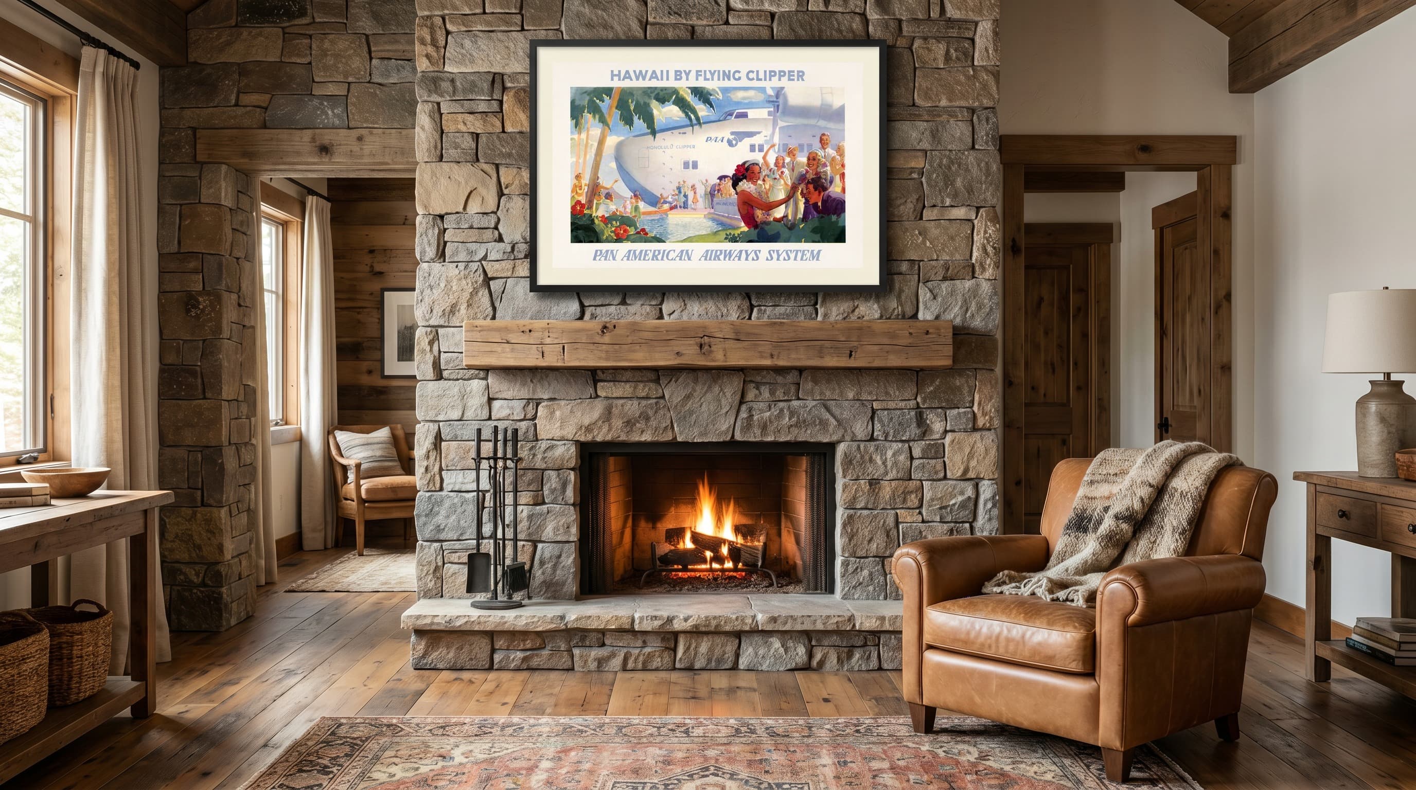 Hawaii Clipper in Cabin Fireplace
