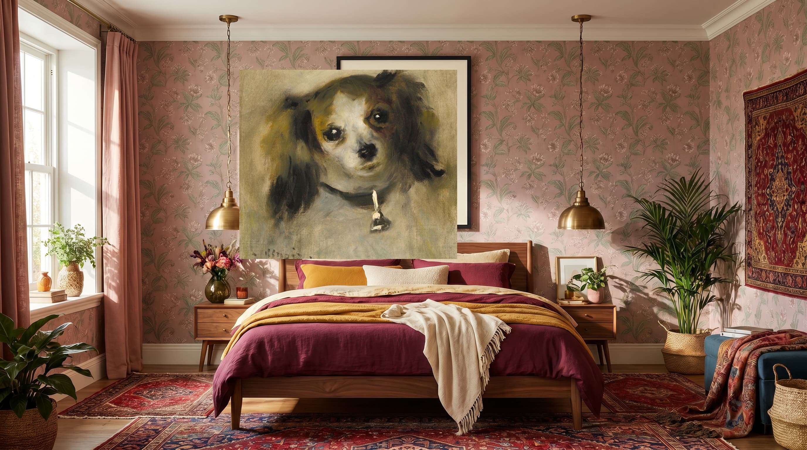Head Of A Dog in Maximalist Bedroom