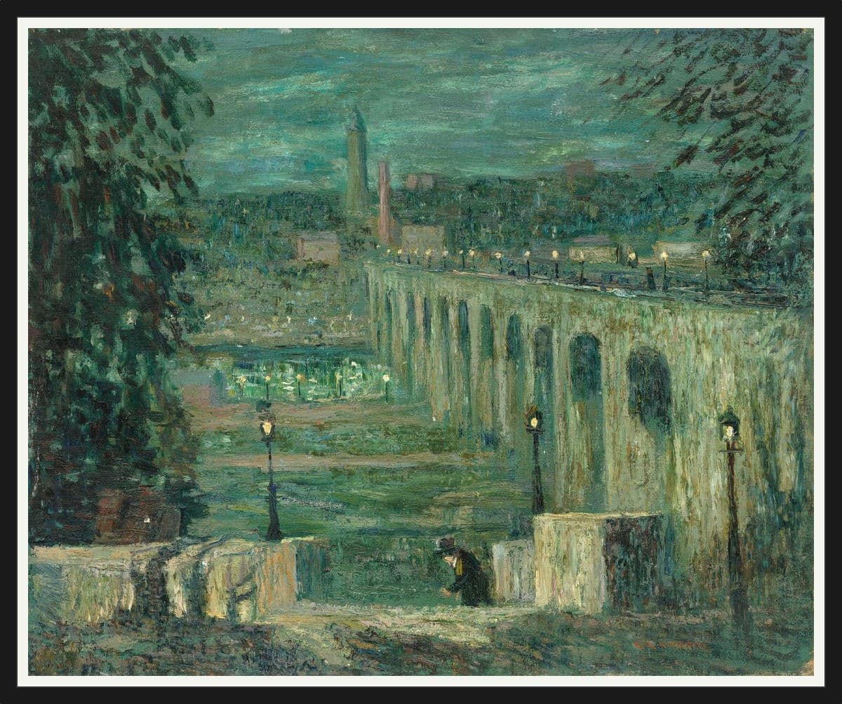High Bridge At Night, New York City - Black Frame
