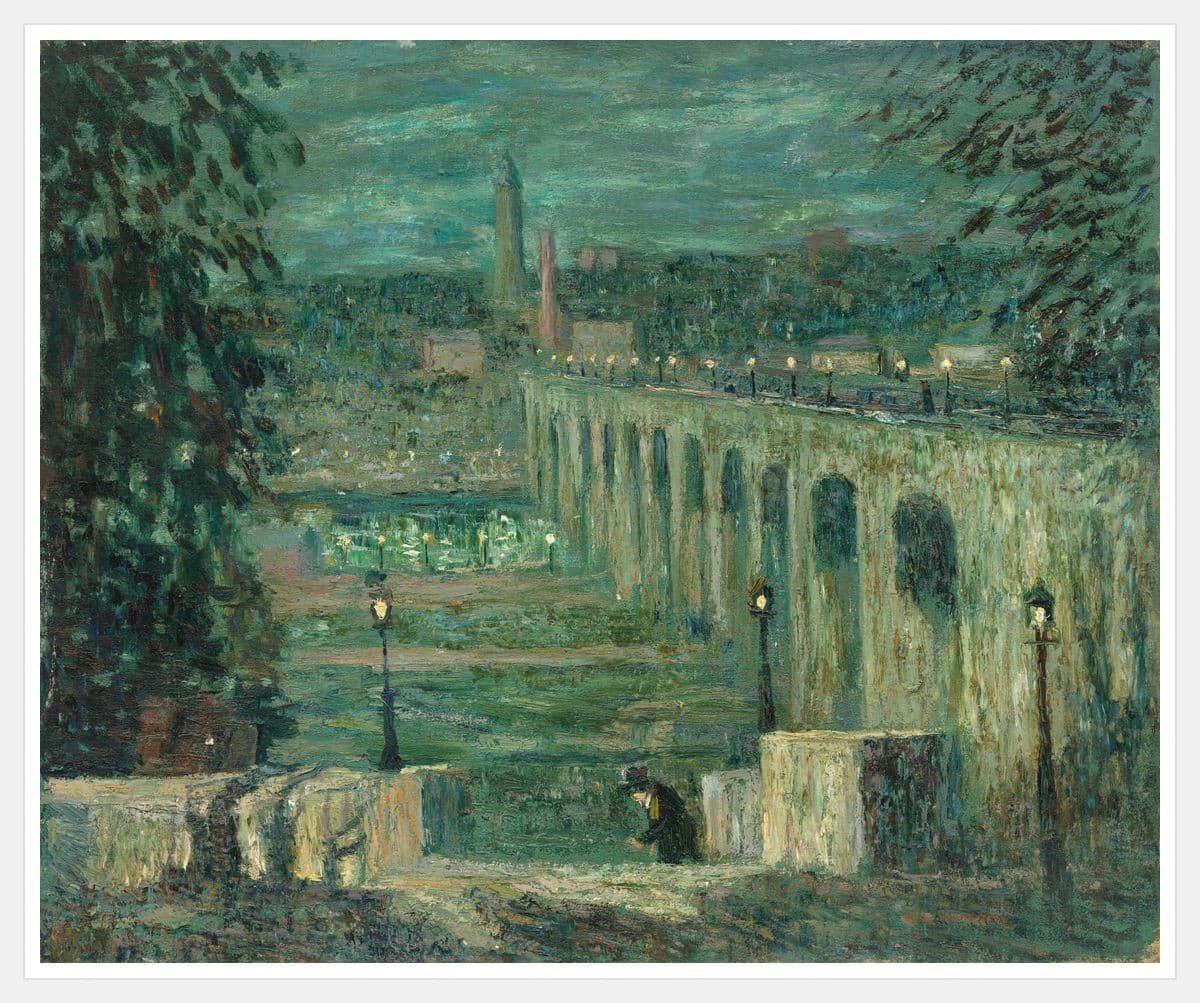 High Bridge At Night, New York City - White Frame