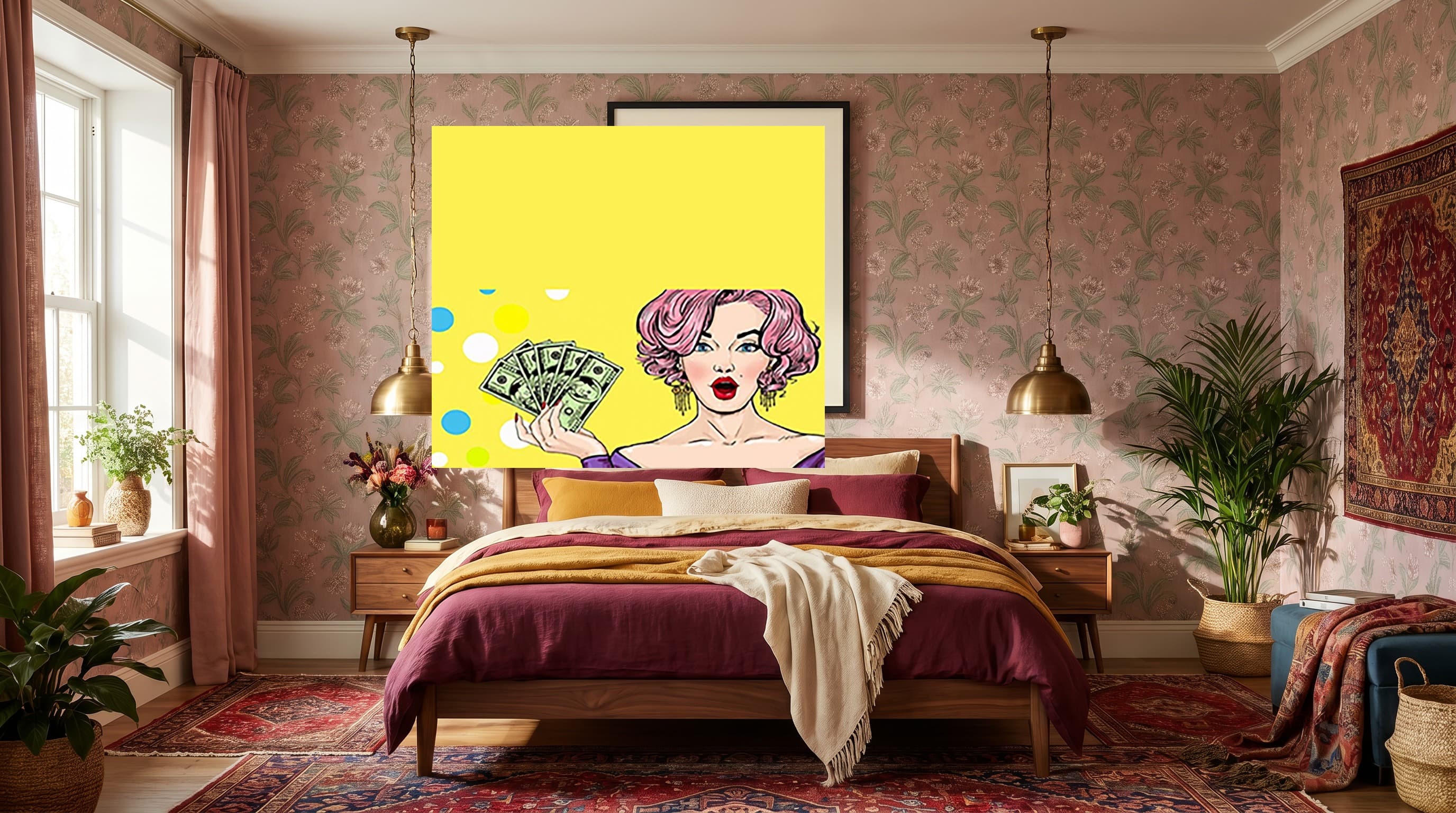 Pop Art No. 05 in Maximalist Bedroom