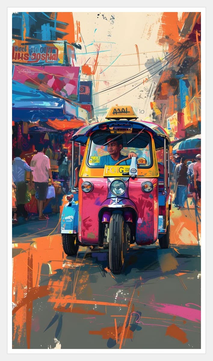 Rickshaw Lane - White Frame