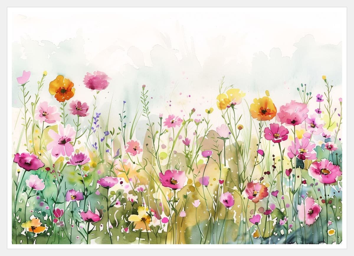 Wildflower Meadow - White Frame